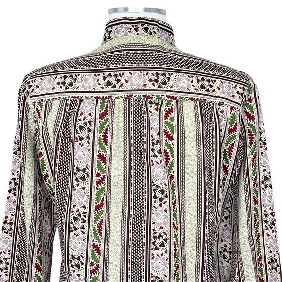 VINTAGE Retro Print Long Sleeve Button Down Top - Picture 8 of 15